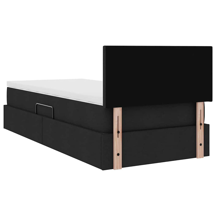 Opbergbed met matras met matras Zwart 100 x 200 cm Bewerkt hout