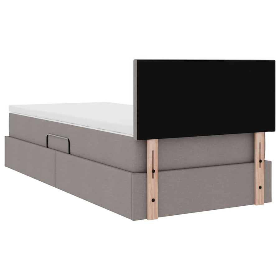 Opbergbed met matras met matras Taupe 100 x 200 cm Bewerkt hout