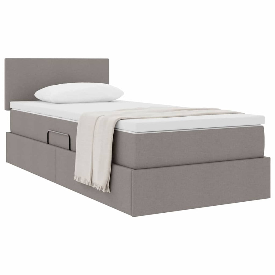 Opbergbed met matras met matras Taupe 100 x 200 cm Bewerkt hout