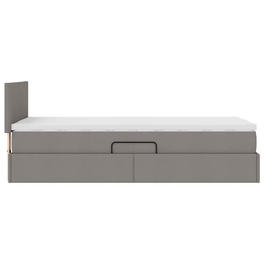 Opbergbed met matras met matras Taupe 100 x 200 cm Bewerkt hout