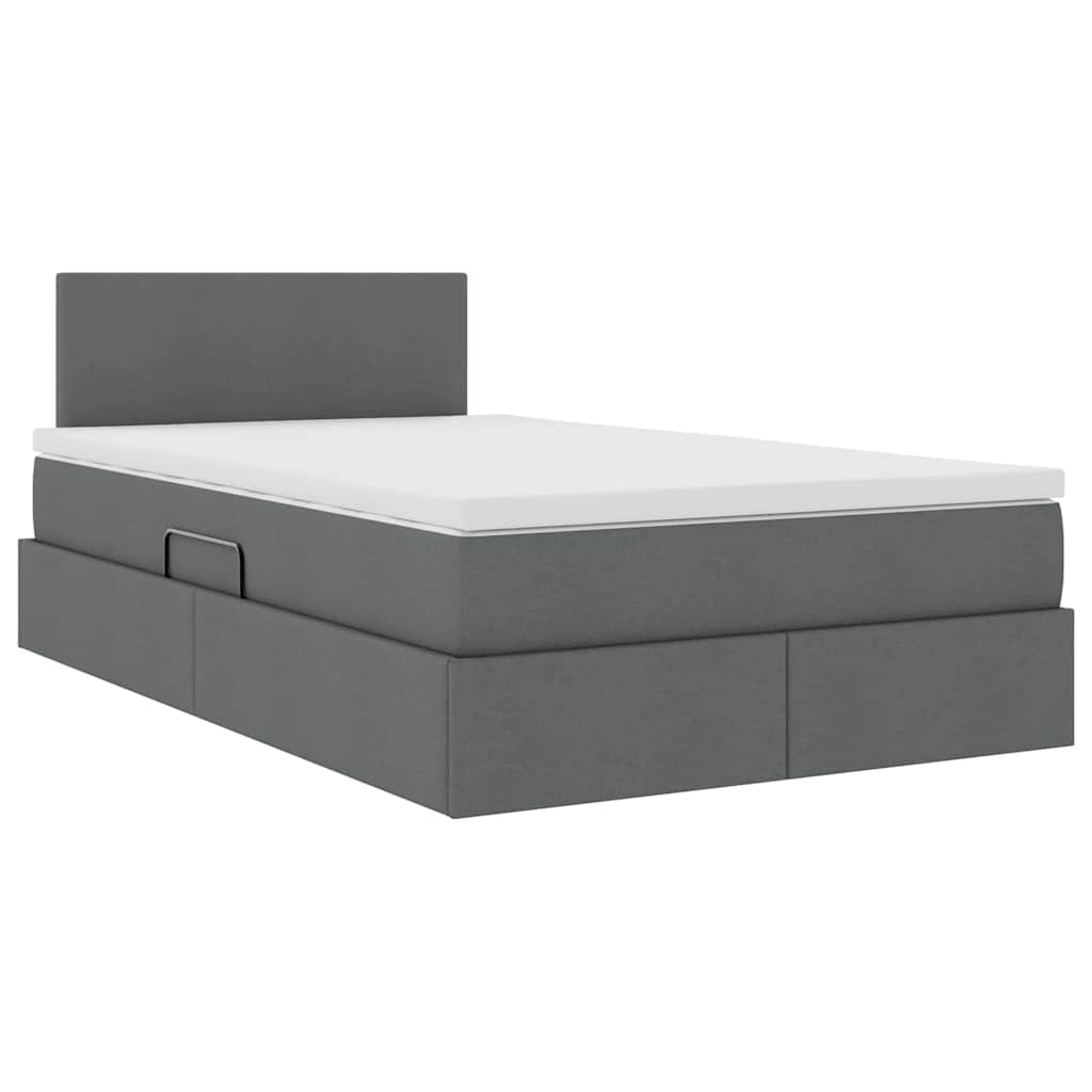 Opbergbed met matras Donkergrijs 120 x 190 cm Bewerkt hout