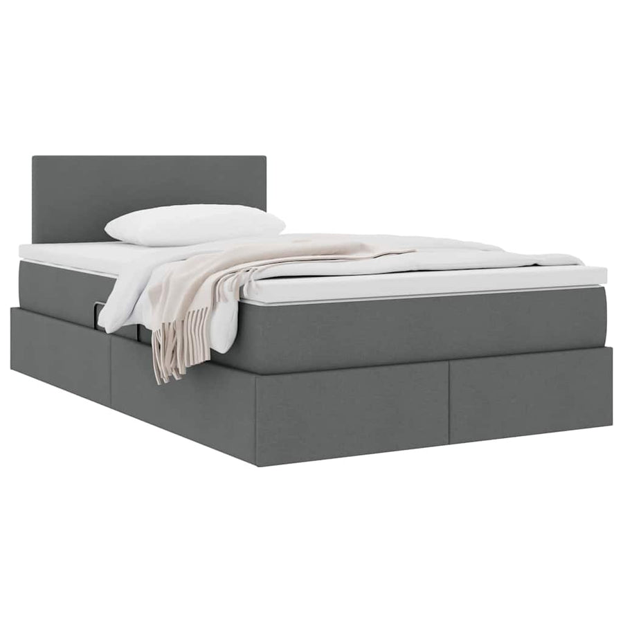 Opbergbed met matras Donkergrijs 120 x 190 cm Bewerkt hout