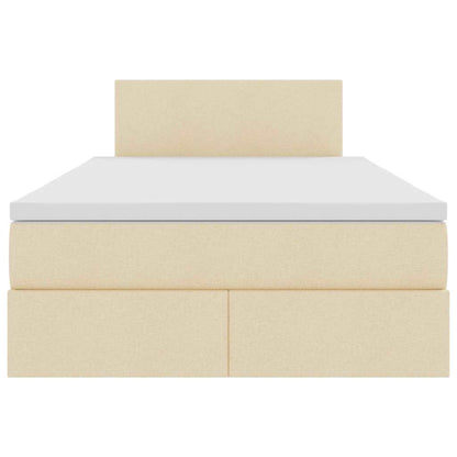 Opbergbed met matras met matras Crème 120 x 190 cm Bewerkt hout
