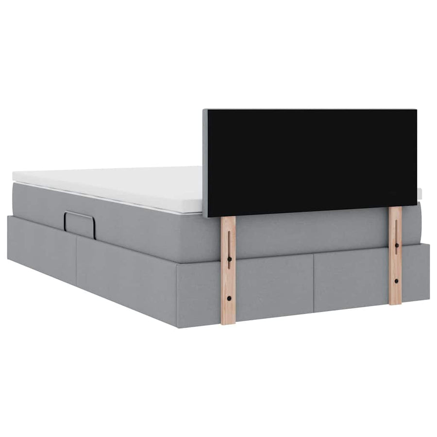 Opbergbed met matras Lichtgrijs 120 x 200 cm Bewerkt hout