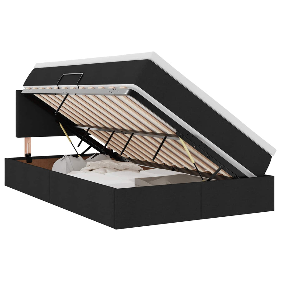 Opbergbed met matras met matras Zwart 120 x 200 cm Bewerkt hout