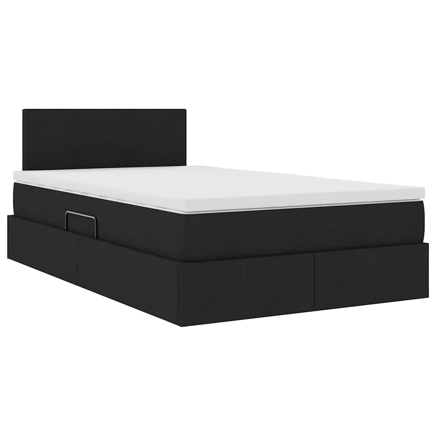 Opbergbed met matras met matras Zwart 120 x 200 cm Bewerkt hout