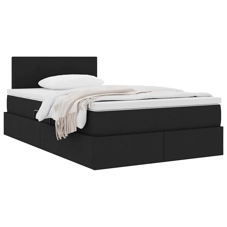 Opbergbed met matras met matras Zwart 120 x 200 cm Bewerkt hout
