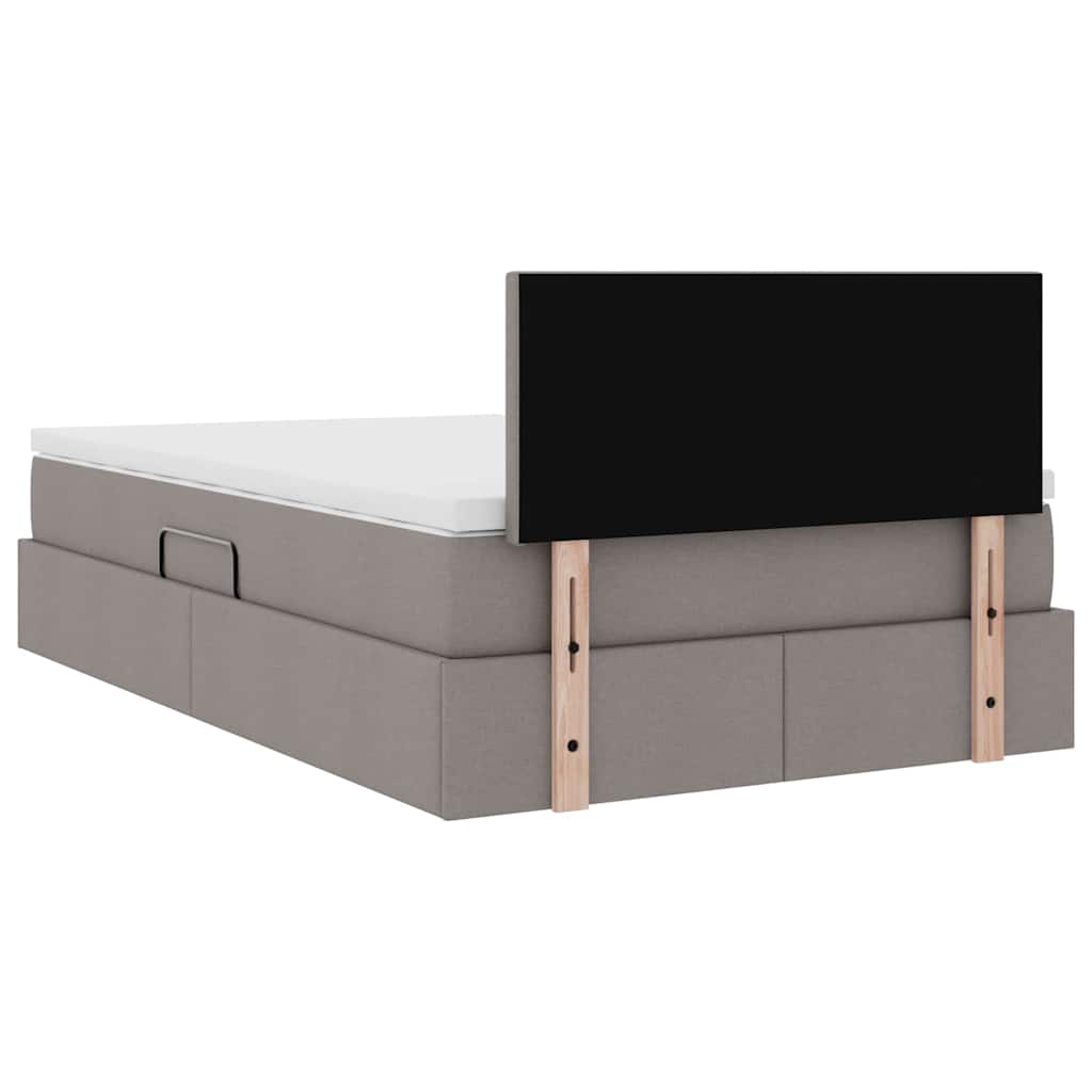 Opbergbed met matras met matras Taupe 120 x 200 cm Bewerkt hout