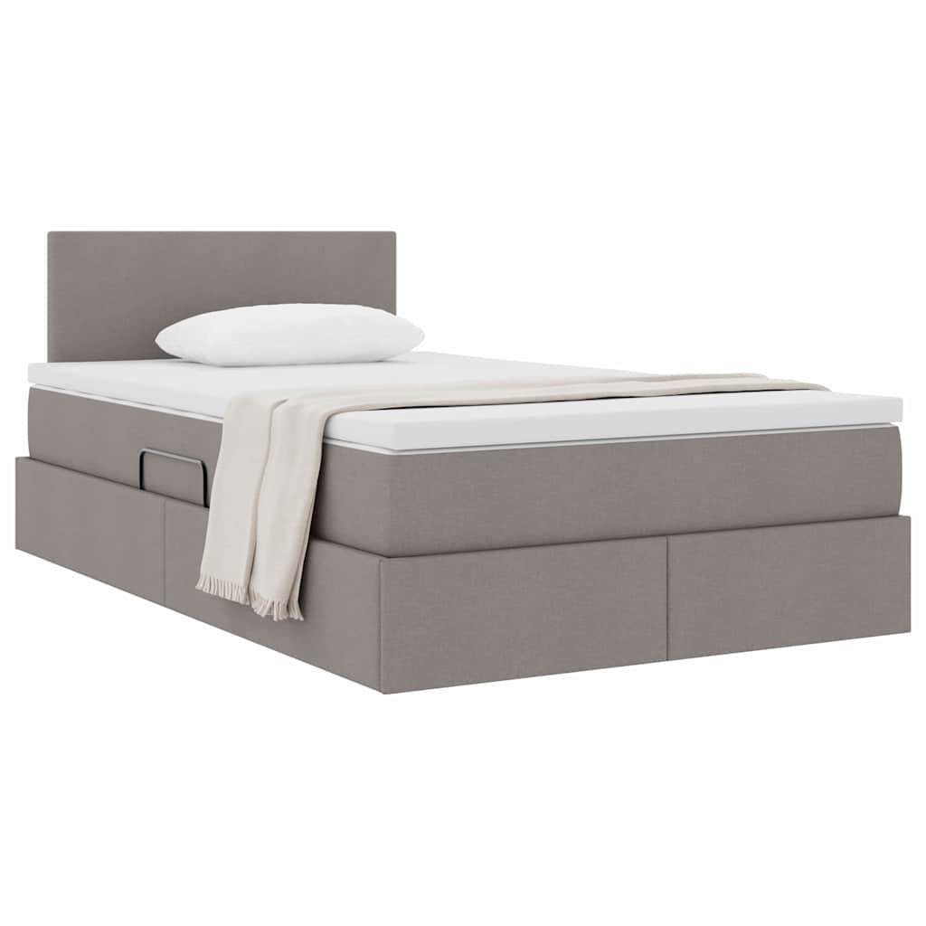 Opbergbed met matras met matras Taupe 120 x 200 cm Bewerkt hout