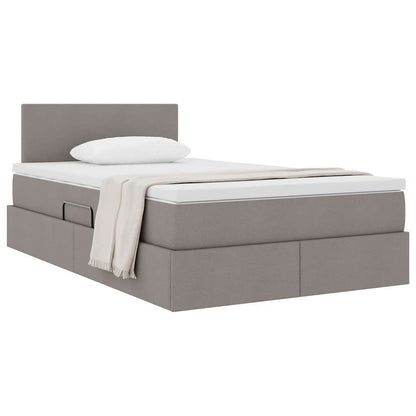 Opbergbed met matras met matras Taupe 120 x 200 cm Bewerkt hout