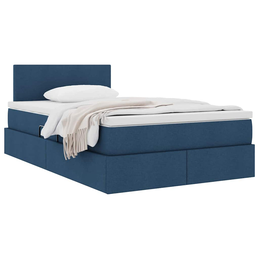 Opbergbed met matras met matras Blauw 120 x 200 cm Bewerkt hout