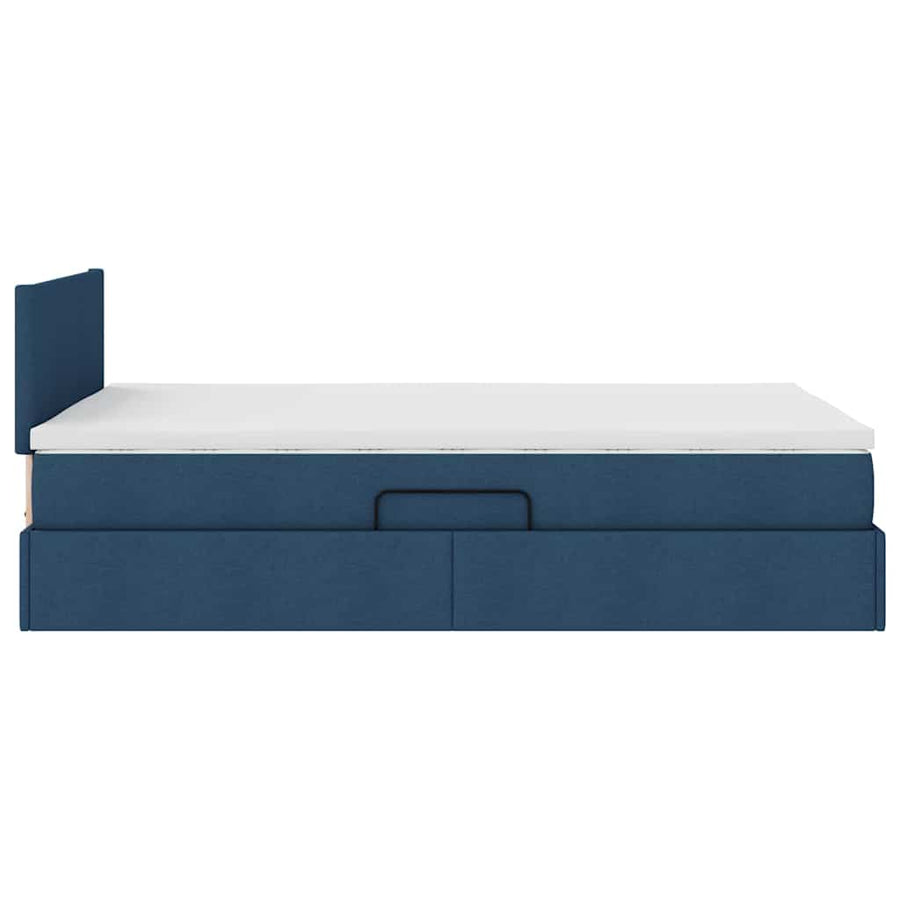 Opbergbed met matras met matras Blauw 120 x 200 cm Bewerkt hout