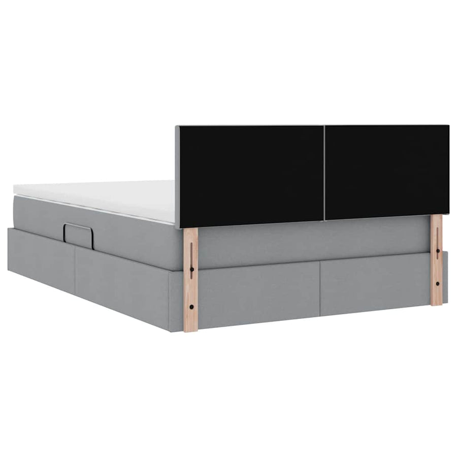 Opbergbed met matras Lichtgrijs 140 x 190 cm Bewerkt hout