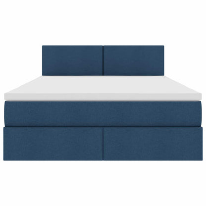 Opbergbed met matras met matras Blauw 140 x 190 cm Bewerkt hout