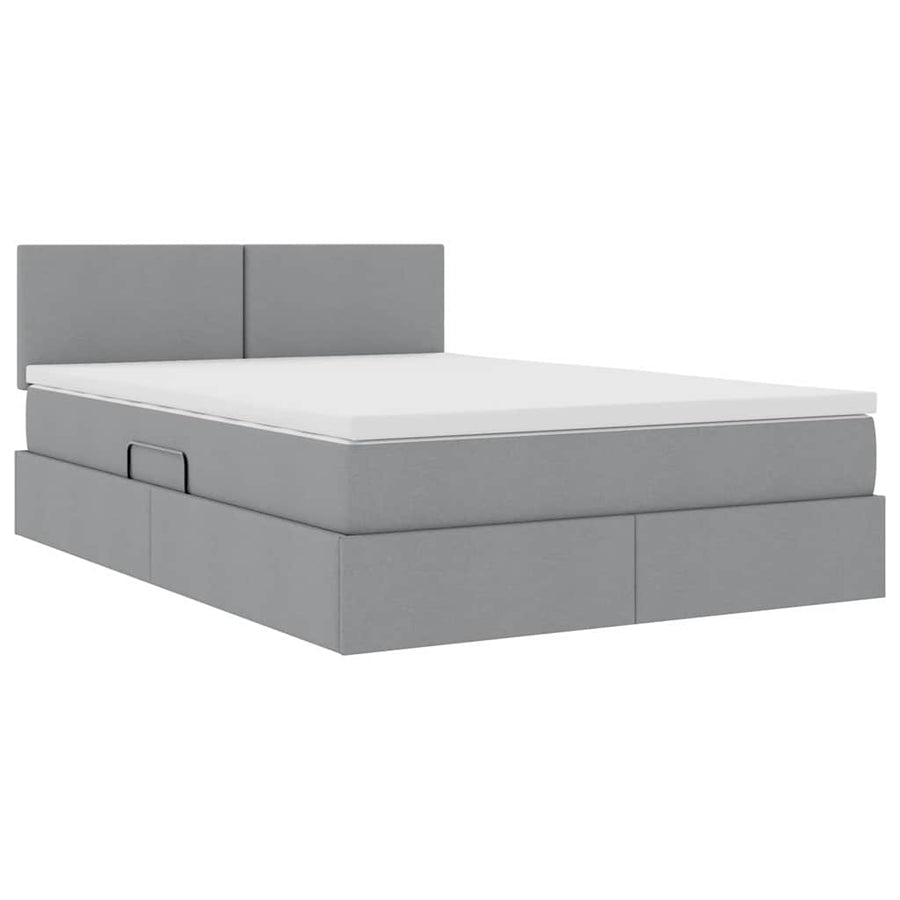 Opbergbed met matras Lichtgrijs 140 x 200 cm Bewerkt hout
