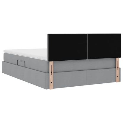 Opbergbed met matras Lichtgrijs 140 x 200 cm Bewerkt hout
