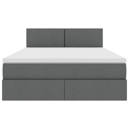 Opbergbed met matras Donkergrijs 140 x 200 cm Bewerkt hout