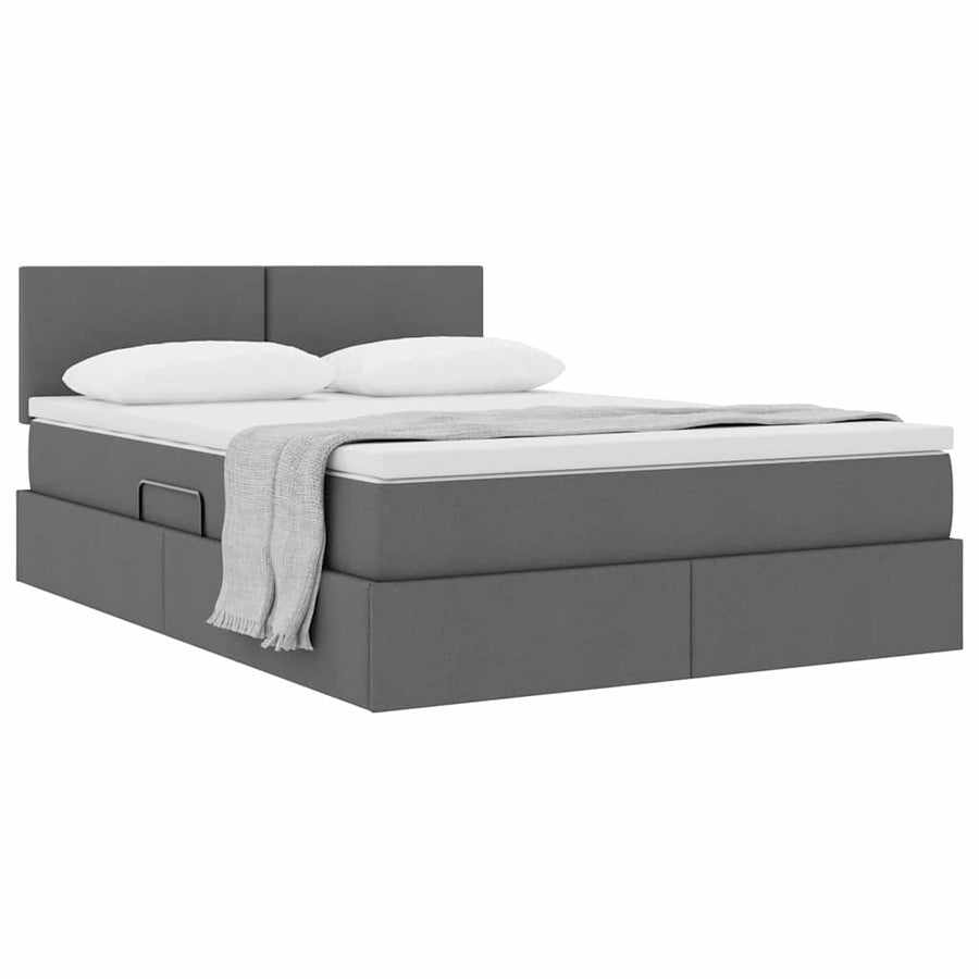 Opbergbed met matras Donkergrijs 140 x 200 cm Bewerkt hout