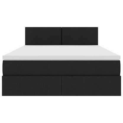 Opbergbed met matras met matras Zwart 140 x 200 cm Bewerkt hout