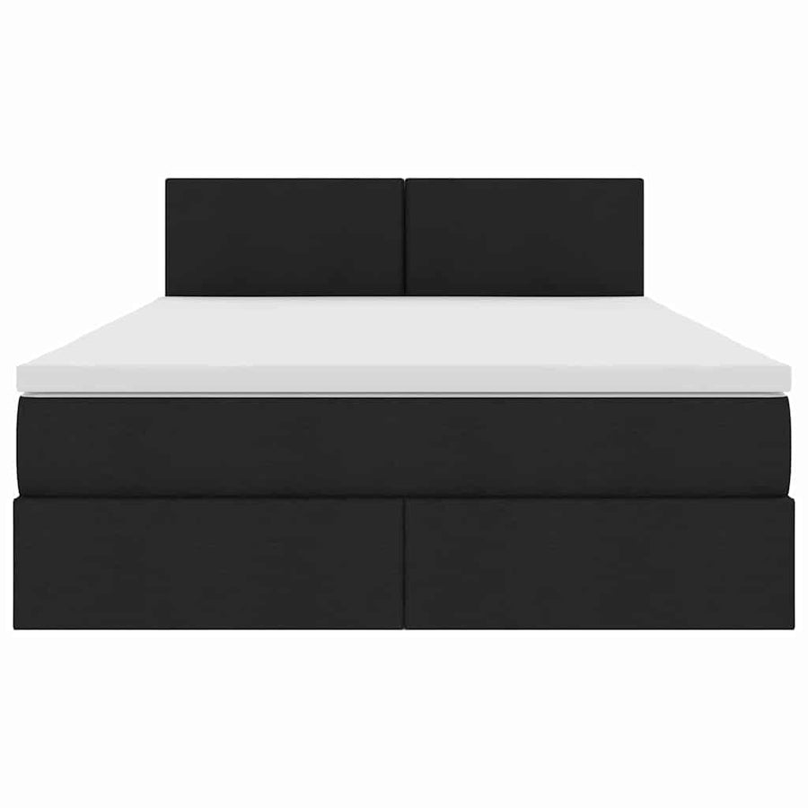 Opbergbed met matras met matras Zwart 140 x 200 cm Bewerkt hout