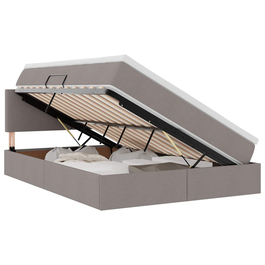 Opbergbed met matras met matras Taupe 140 x 200 cm Bewerkt hout