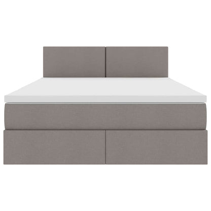 Opbergbed met matras met matras Taupe 140 x 200 cm Bewerkt hout