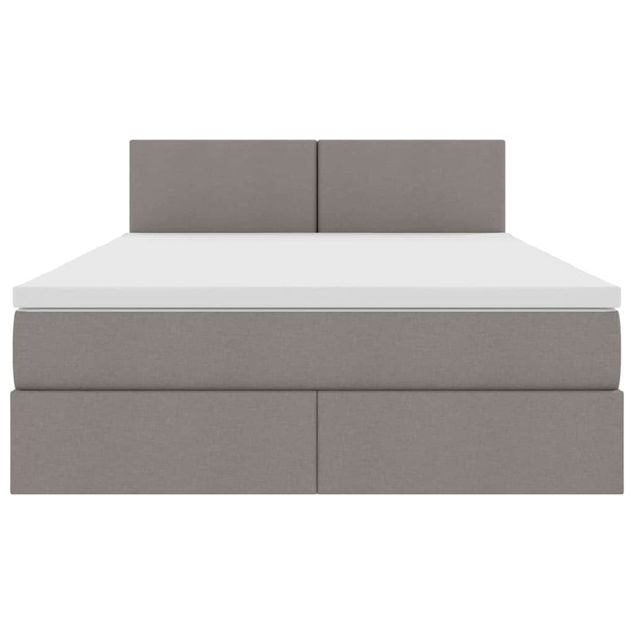 Opbergbed met matras met matras Taupe 140 x 200 cm Bewerkt hout