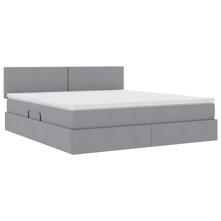 Opbergbed met matras Lichtgrijs 160 x 200 cm Bewerkt hout