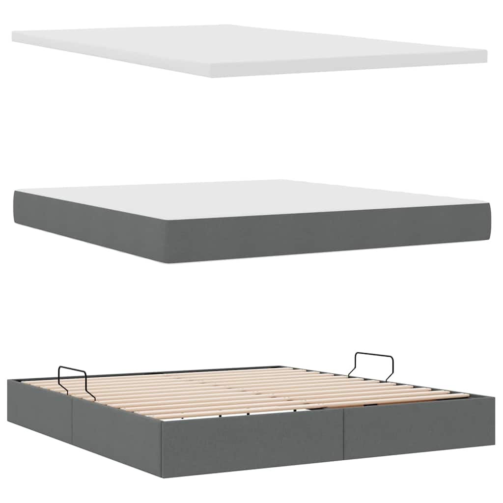 Opbergbed met matras Donkergrijs 160 x 200 cm Bewerkt hout