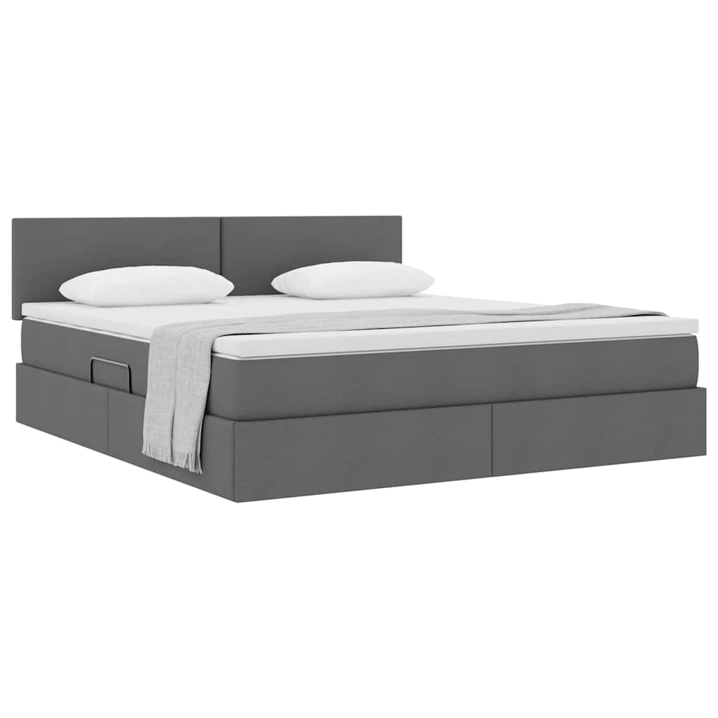 Opbergbed met matras Donkergrijs 160 x 200 cm Bewerkt hout