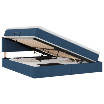 Opbergbed met matras met matras Blauw 160 x 200 cm Bewerkt hout
