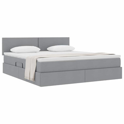 Opbergbed met matras Lichtgrijs 180 x 200 cm Bewerkt hout