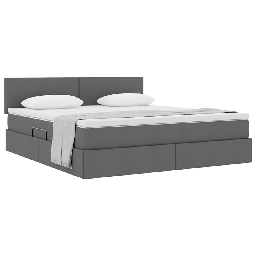 Opbergbed met matras Donkergrijs 180 x 200 cm Bewerkt hout
