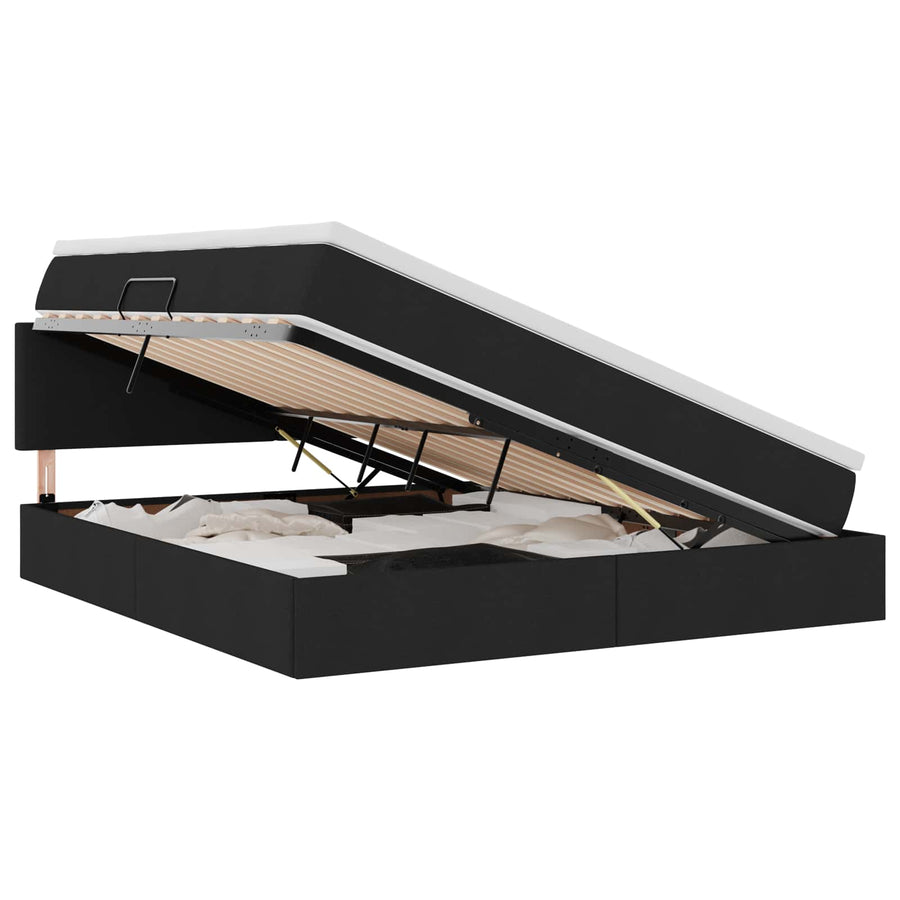 Opbergbed met matras met matras Zwart 180 x 200 cm Bewerkt hout