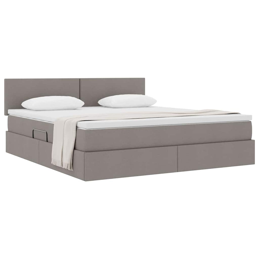 Opbergbed met matras met matras Taupe 180 x 200 cm Bewerkt hout