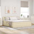 Opbergbed met matras met matras Crème 180 x 200 cm Bewerkt hout