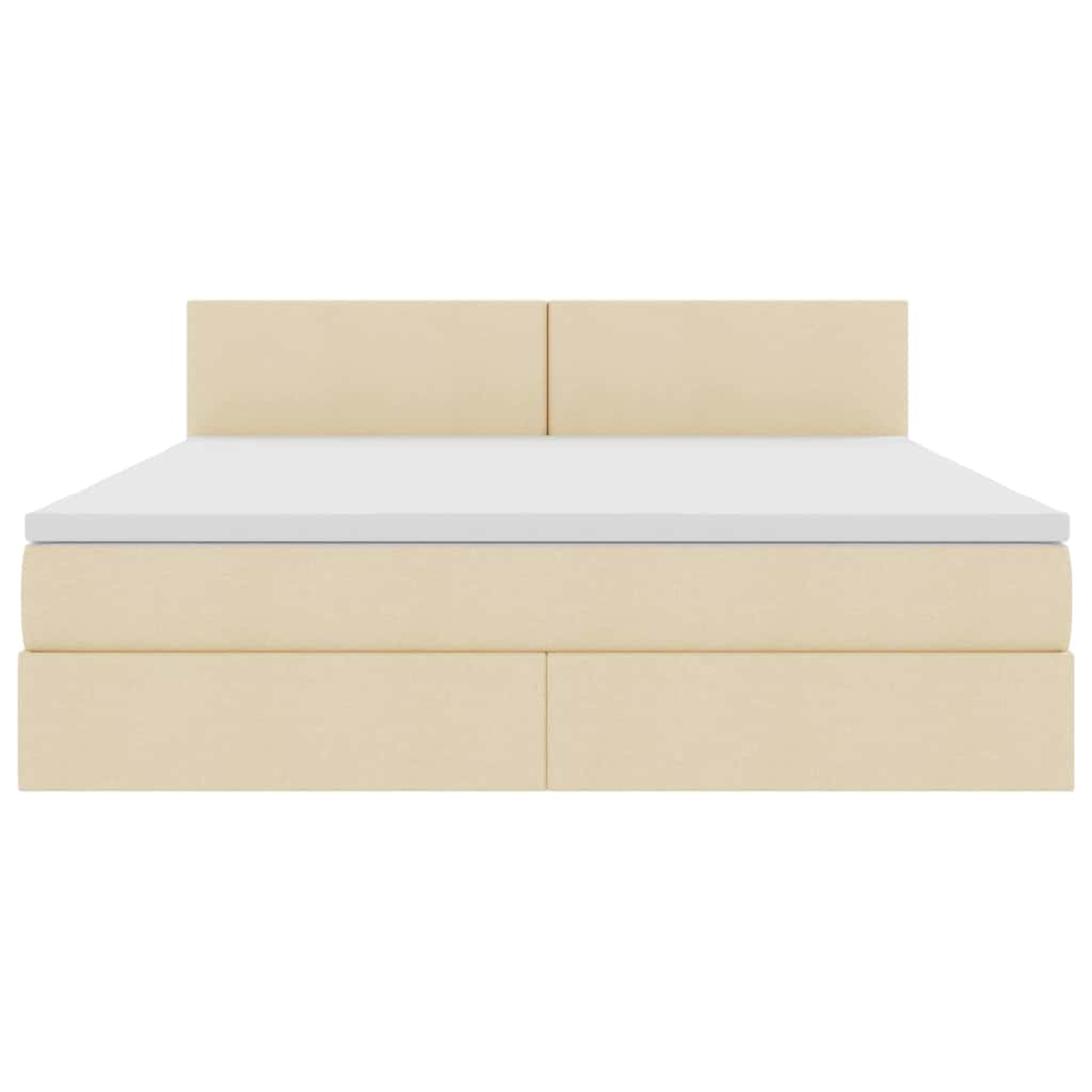 Opbergbed met matras met matras Crème 180 x 200 cm Bewerkt hout