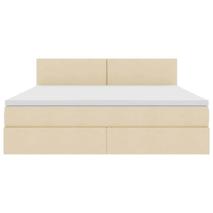 Opbergbed met matras met matras Crème 180 x 200 cm Bewerkt hout