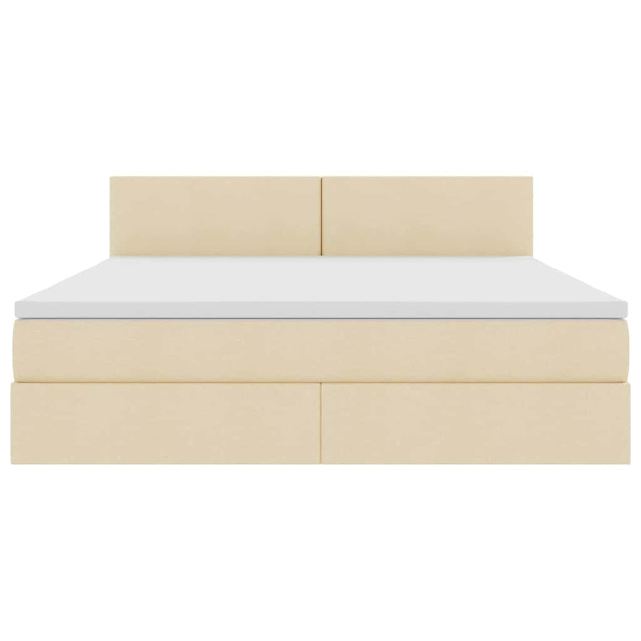 Opbergbed met matras met matras Crème 180 x 200 cm Bewerkt hout