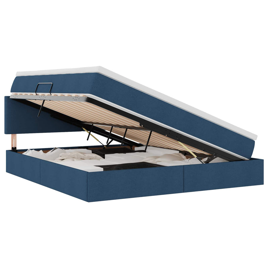 Opbergbed met matras met matras Blauw 180 x 200 cm Bewerkt hout