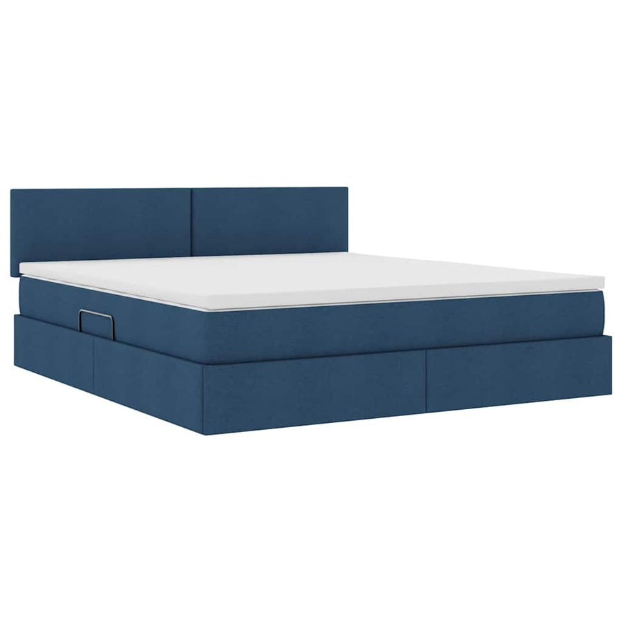 Opbergbed met matras met matras Blauw 180 x 200 cm Bewerkt hout
