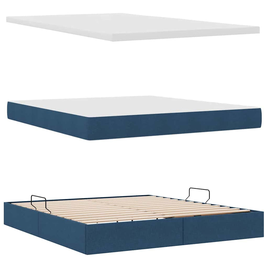 Opbergbed met matras met matras Blauw 180 x 200 cm Bewerkt hout