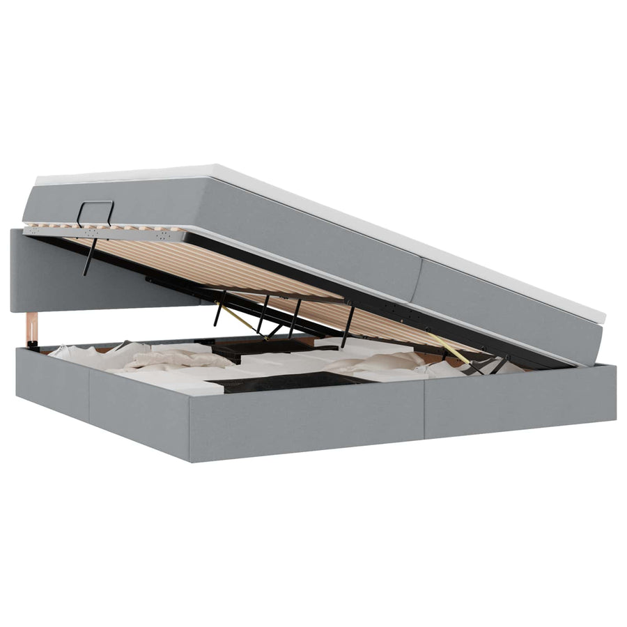 Opbergbed met matras Lichtgrijs 200 x 200 cm Bewerkt hout
