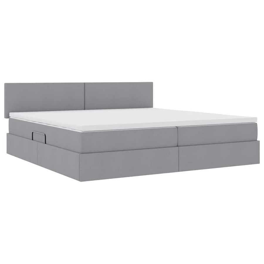 Opbergbed met matras Lichtgrijs 200 x 200 cm Bewerkt hout