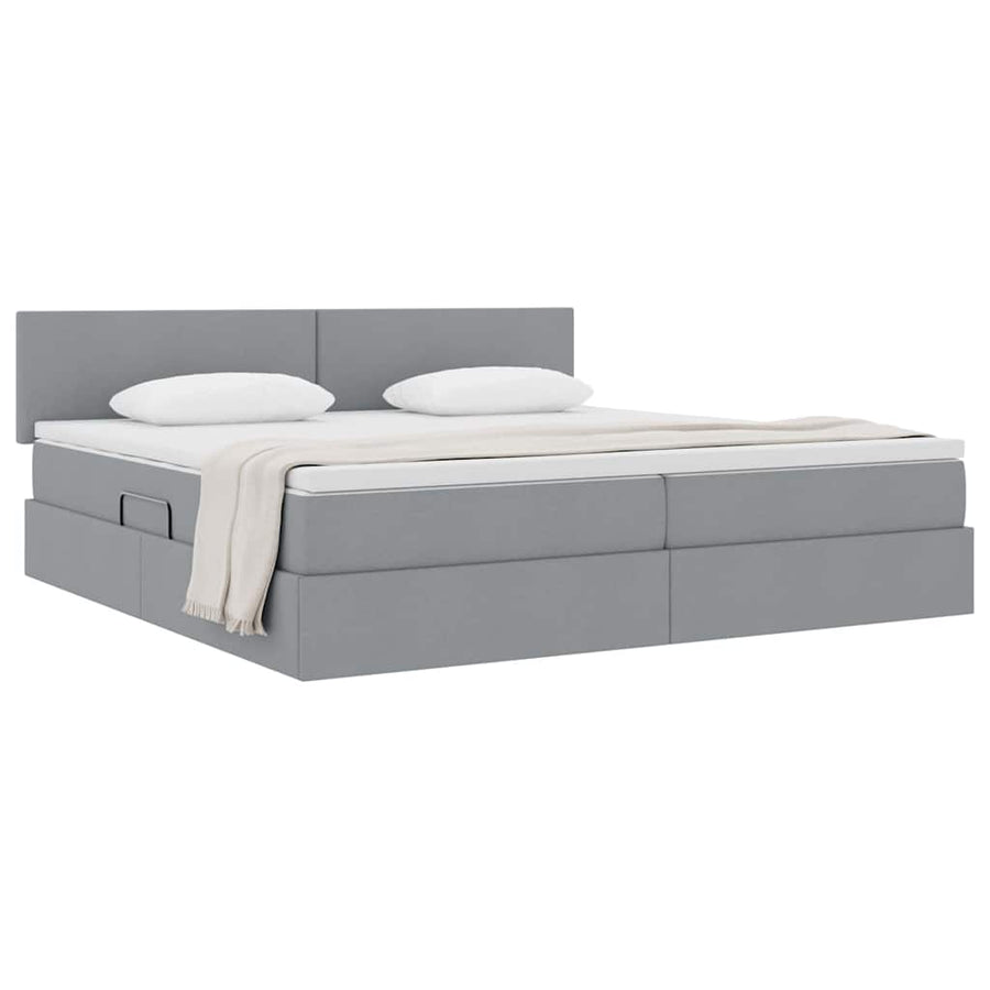 Opbergbed met matras Lichtgrijs 200 x 200 cm Bewerkt hout