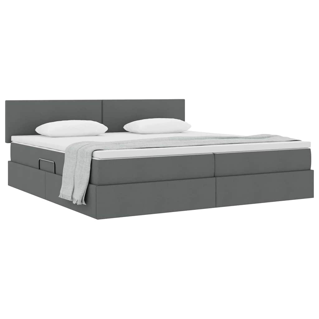 Opbergbed met matras Donkergrijs 200 x 200 cm Bewerkt hout