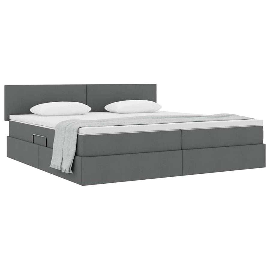 Opbergbed met matras Donkergrijs 200 x 200 cm Bewerkt hout