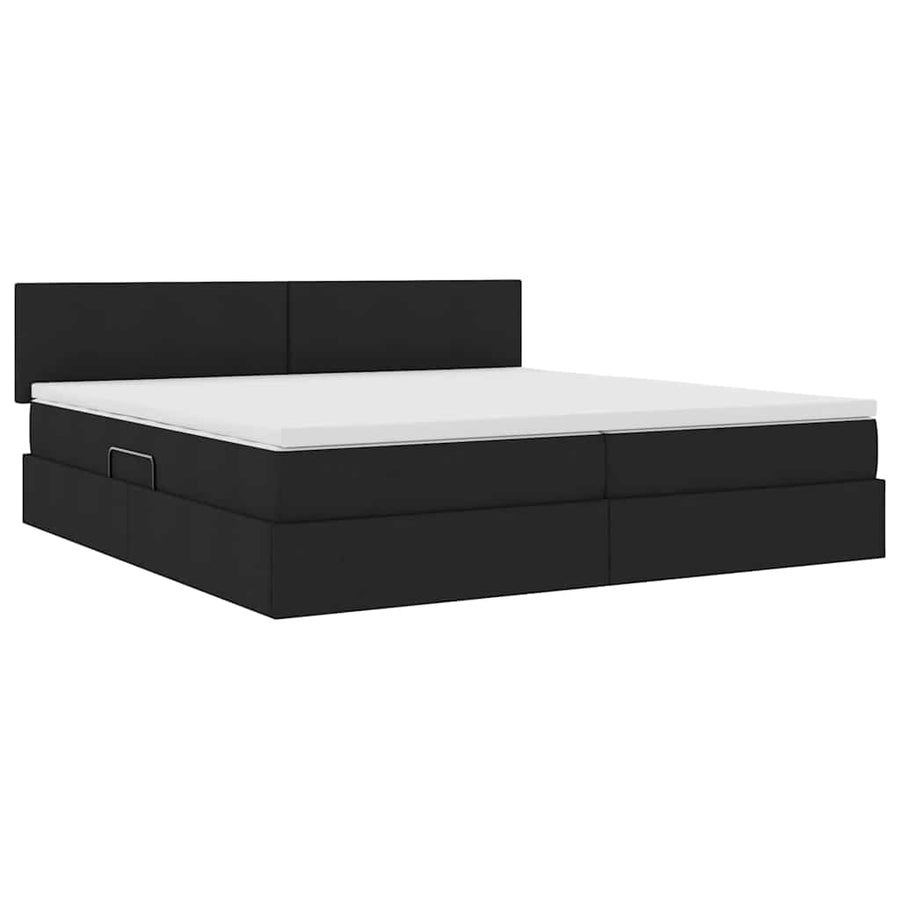 Opbergbed met matras met matras Zwart 200 x 200 cm Bewerkt hout