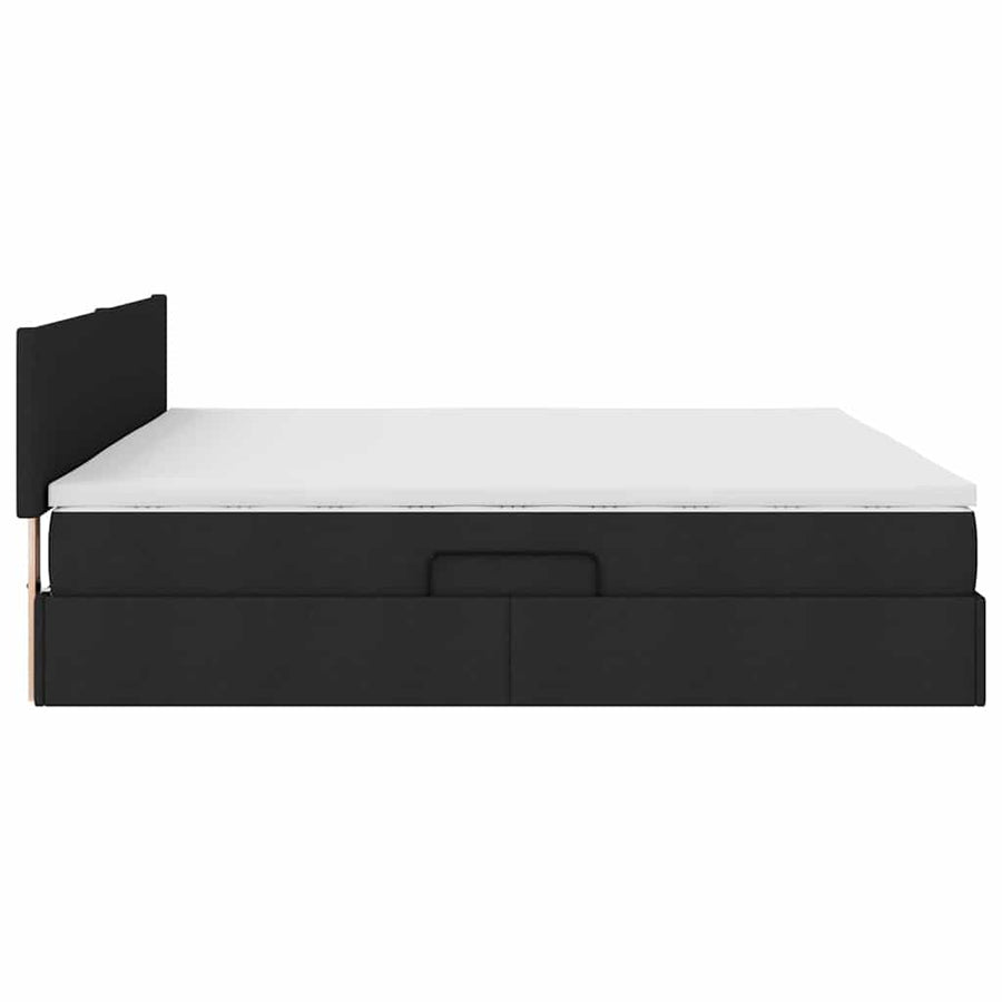 Opbergbed met matras met matras Zwart 200 x 200 cm Bewerkt hout