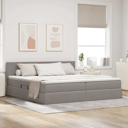 Opbergbed met matras met matras Taupe 200 x 200 cm Bewerkt hout